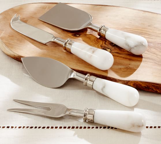 Pottery Barn Marble Cheese Knives Set | Lifestyle blogger Elle Bowes | White kitchen decor ideas