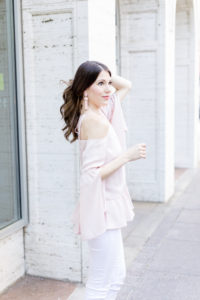 blush pink tassel earrings