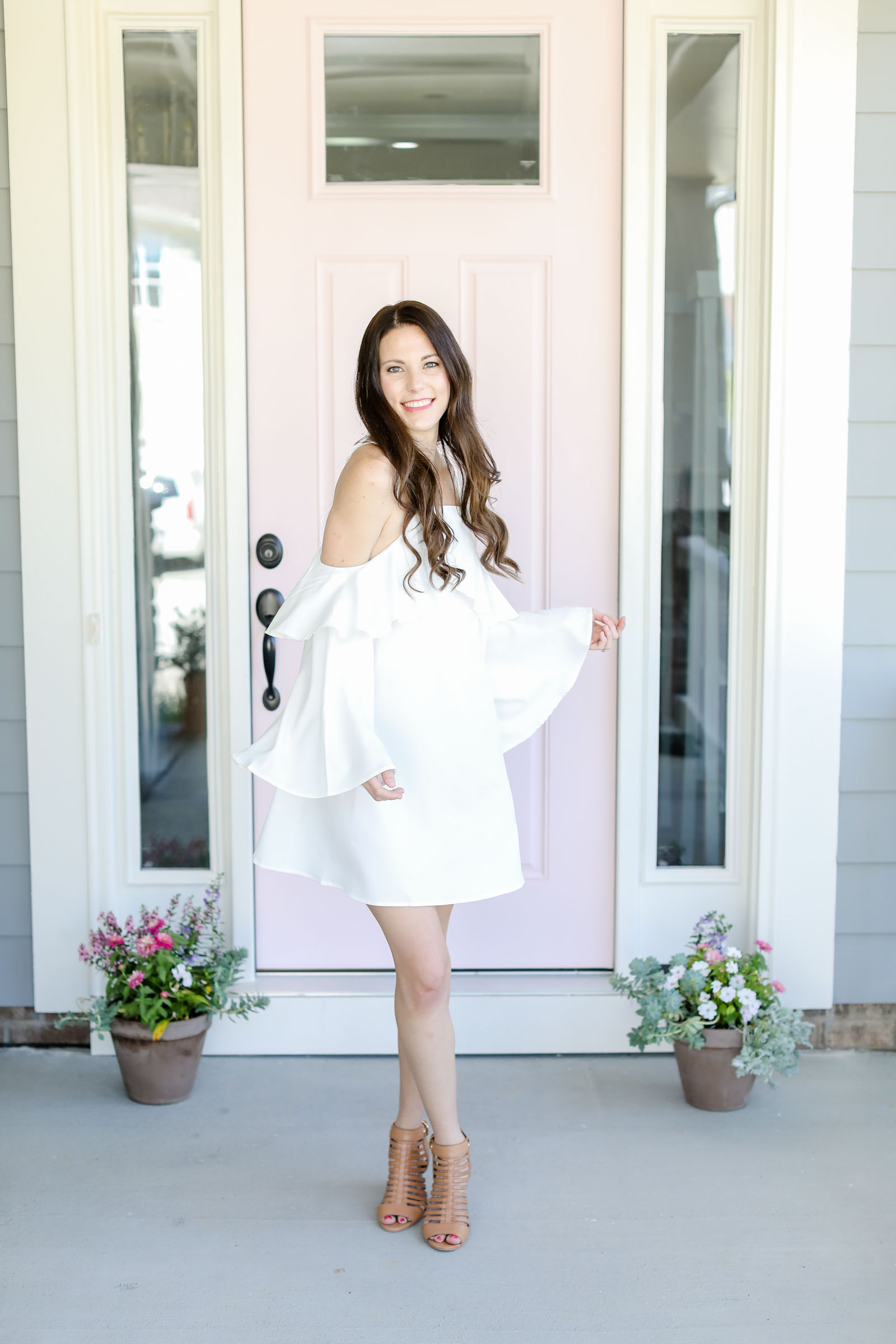 white flowy dress white ruffle dress flounce dress | elle bowes