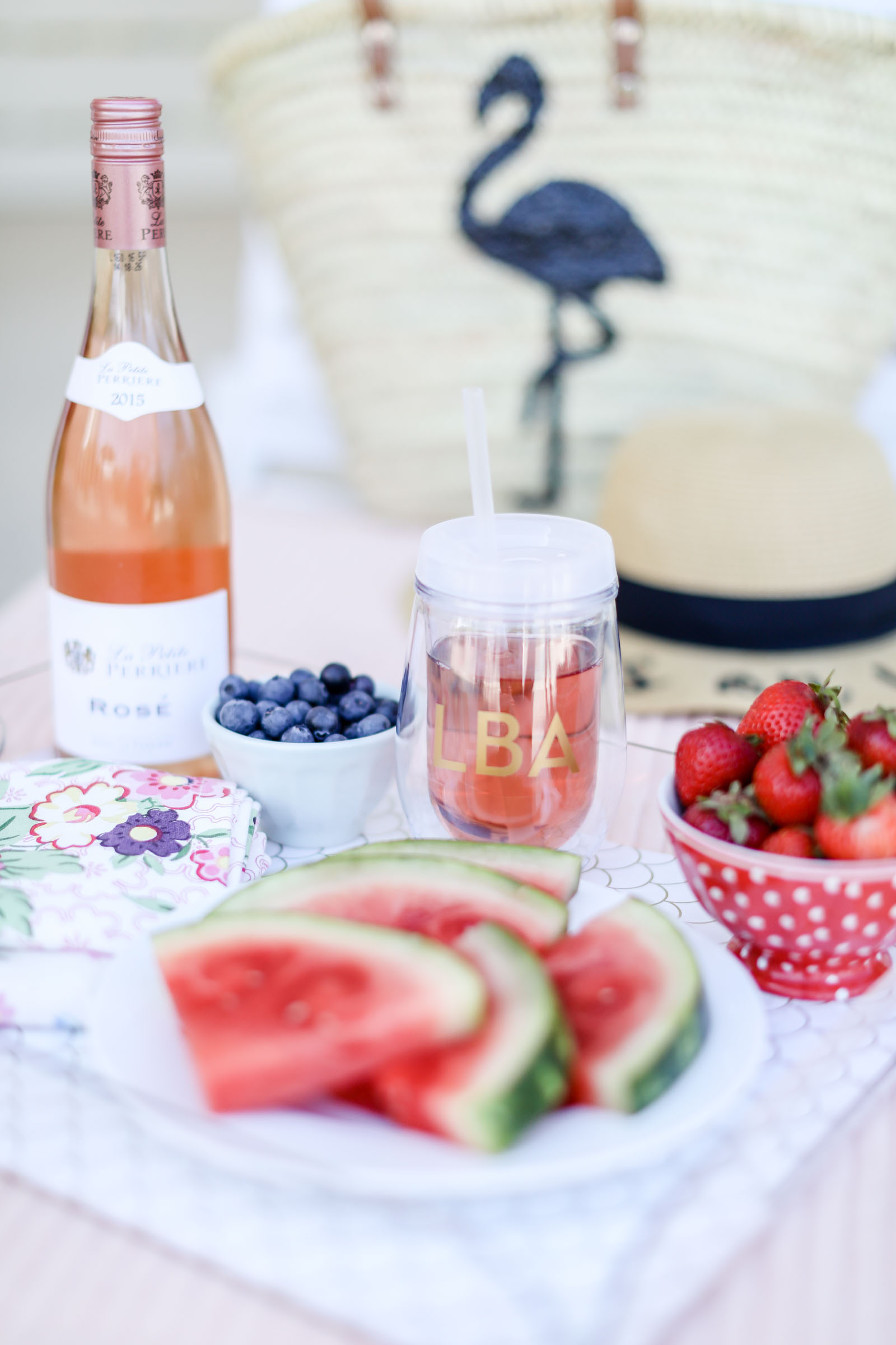 rose all day wine tumbler with monogram | elle bowes