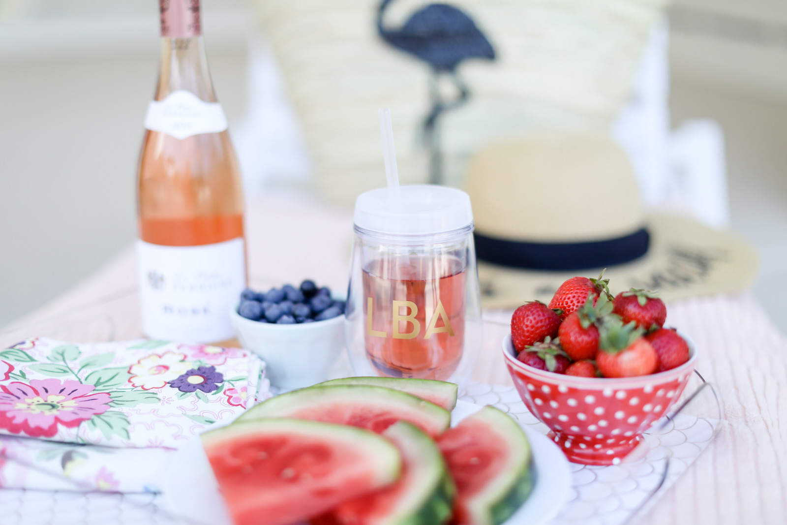 rose all day wine tumbler with monogram | elle bowes