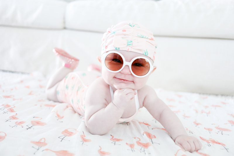baby girl janie jack swimsuit sunglasses jellies flamingo | elle bowes