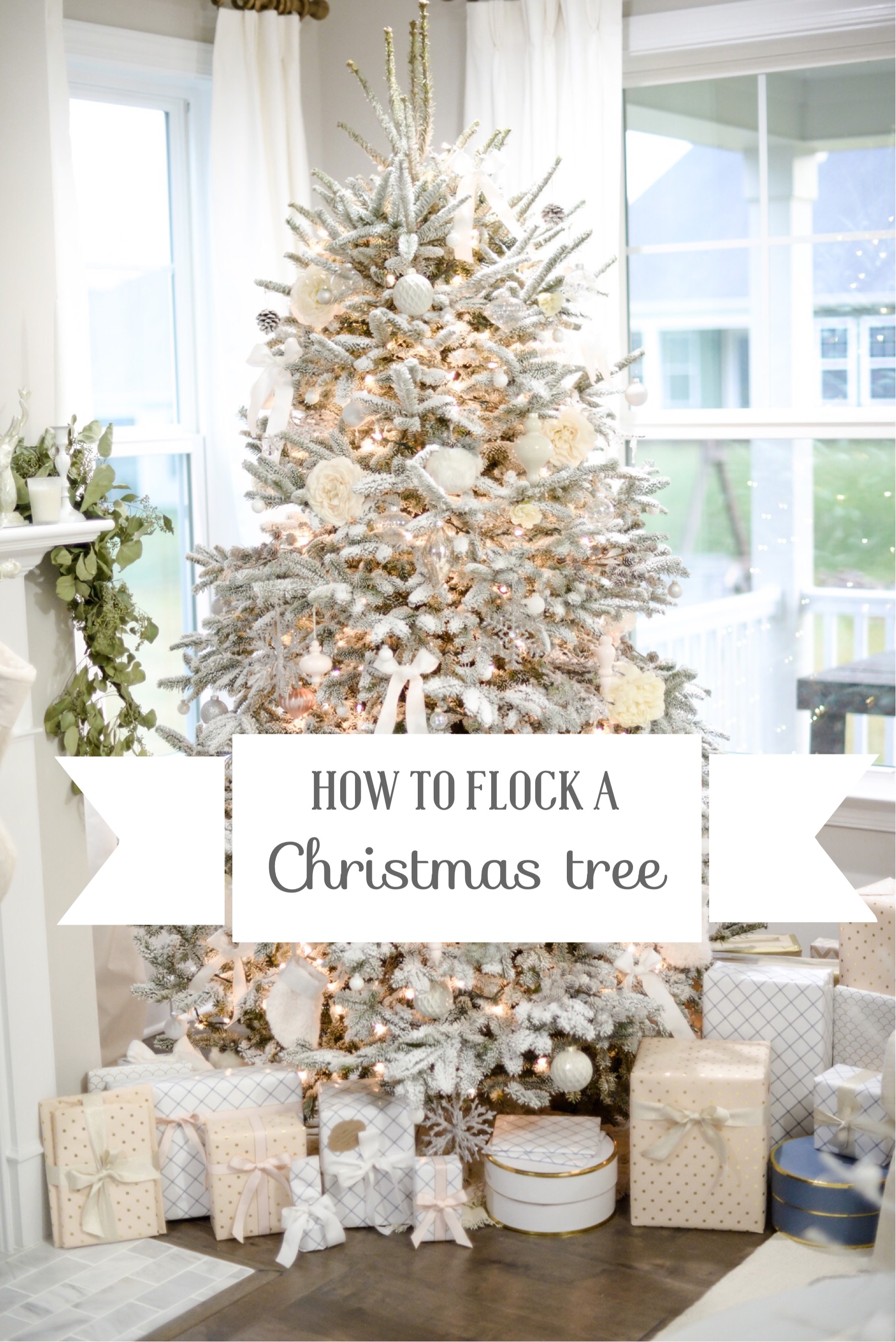 Flocked Christmas Tree hack using spray snow